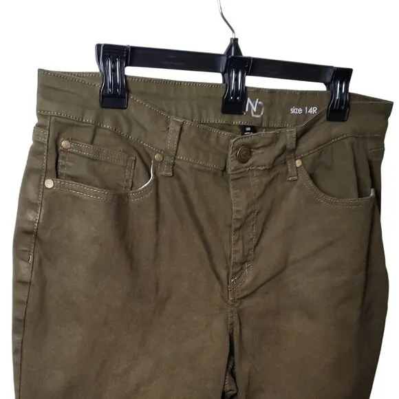 New Directions Olive Green Womens Pants Size 14P Button Detail Ankle Hem Casual - Picture 10 of 15